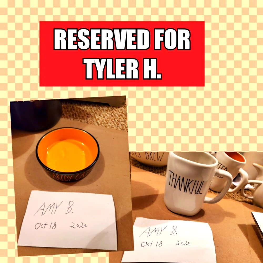 RESERVED FOR TYLER H: RD Cat bowl & Thankful mug